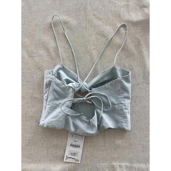 Zara Knot Crop Top Size Small - Picture 3 of 4